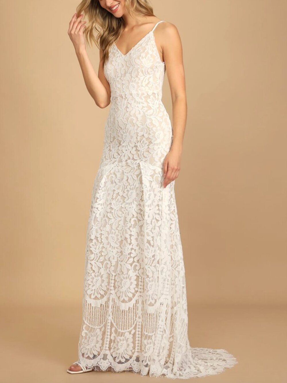 NWT! LULUs Flynn White Lace Maxi Dress Size Small - Picture 3 of 12
